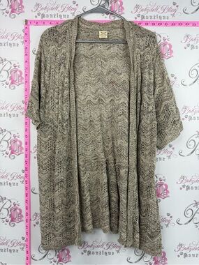 Faded glory cardigan knit crochet Open-Front Knit Cardigan in Taupe